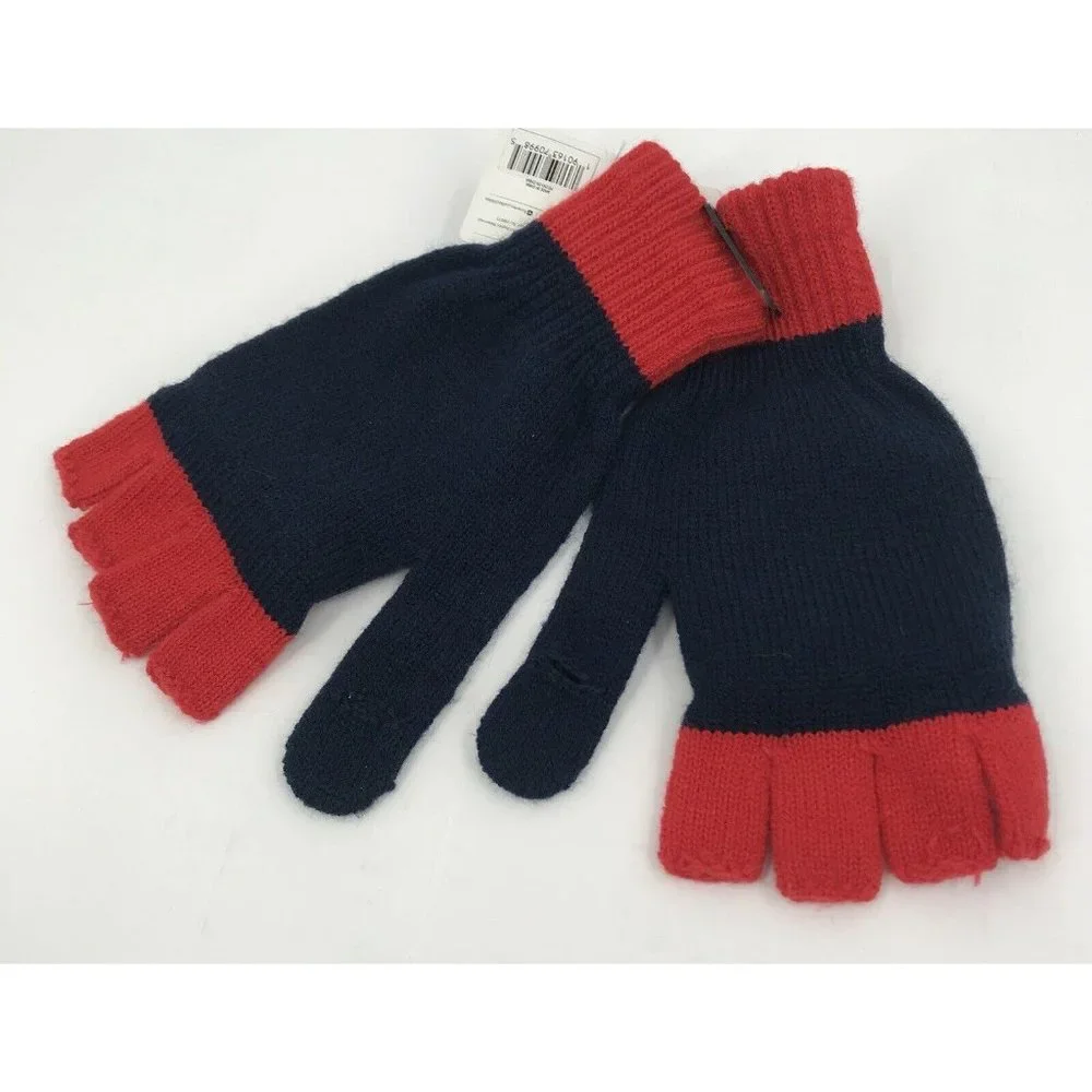Colorado Gloves That Turn‎ Into Mittens Knit Red Blue New
